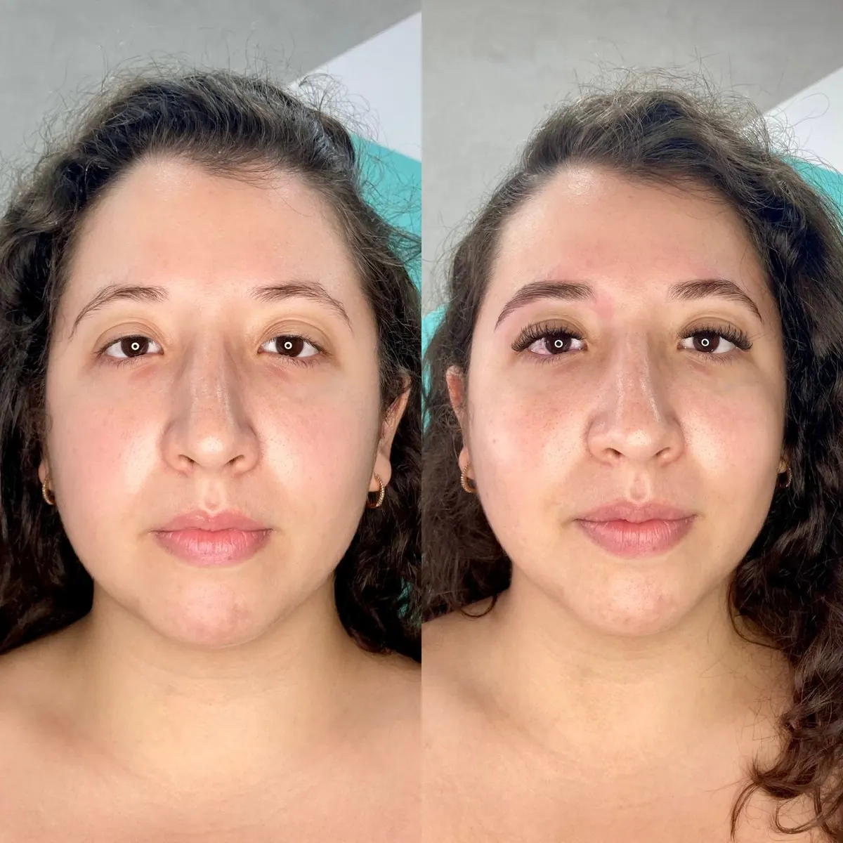 Antes e depois de uma cliente do Studio Crystal Lashes: o mapeamento pensado para o rosto valoriza o olhar por inteiro